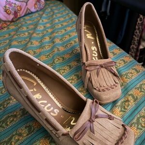 Circus by Sam Edelman Tan Suede Fringe Moccasin pumps